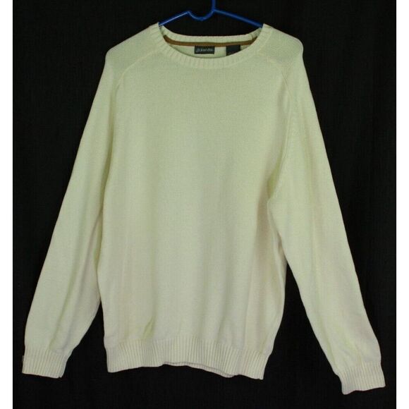 St. John's Bay Cotton Sweater Mens Large Ivory Long Sleeve Knit - Picture 1 of 6